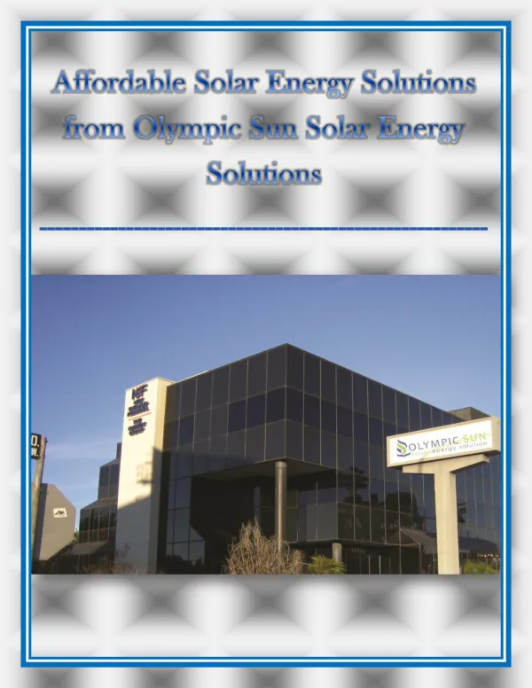 Solar Companies California - Olympic Sun