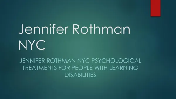 Jennifer Rothman NYC Psychological Treatments for People with Learning Disabilities