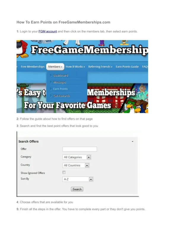 How to Earn Points on FreeGameMemberships.com