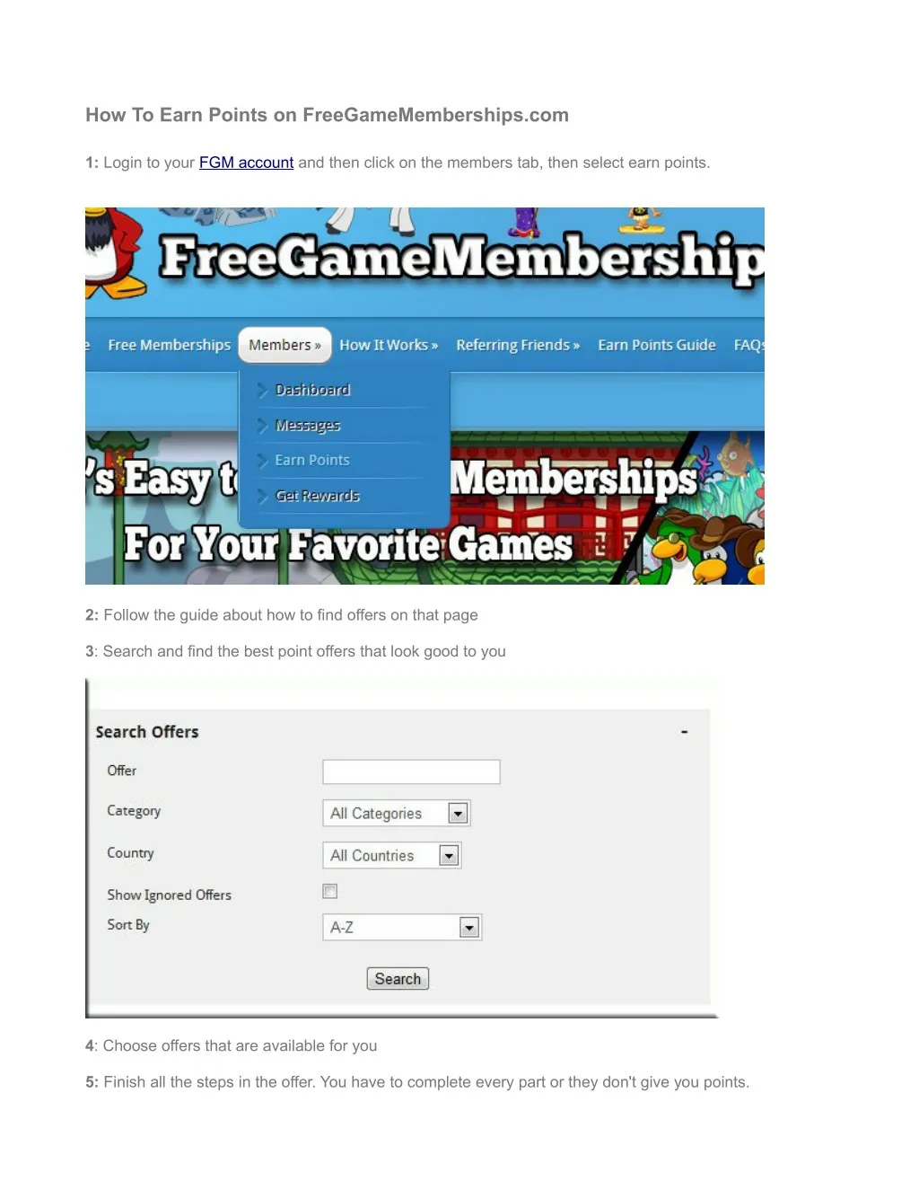 how to earn points on freegamememberships com