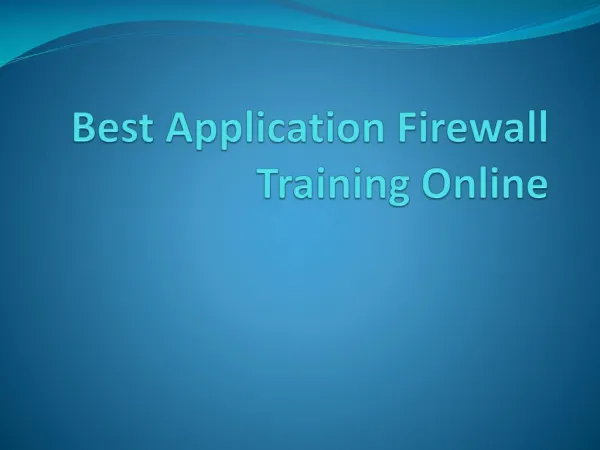 Best application firewall training online