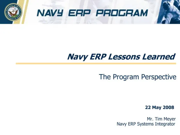 Navy ERP Lessons Learned