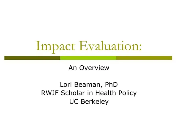 Impact Evaluation: