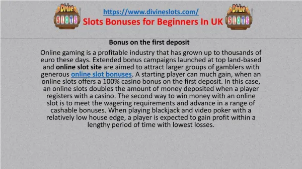 Slots Bonuses for Beginners In UK
