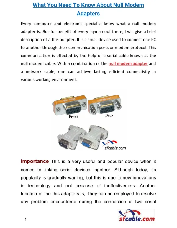 What You Need To Know About Null Modem Adapters