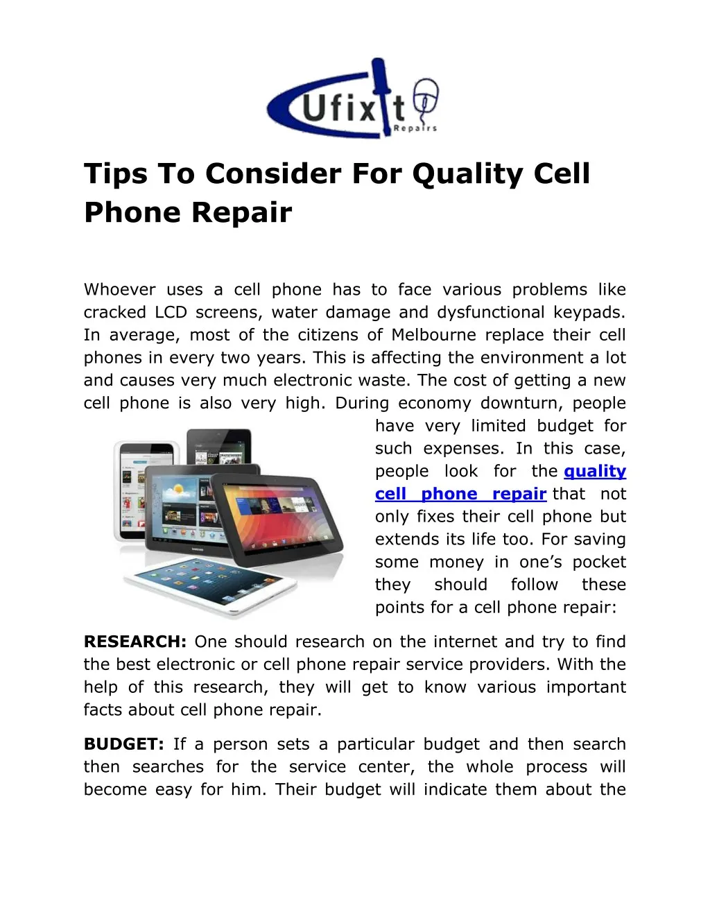 tips to consider for quality cell phone repair