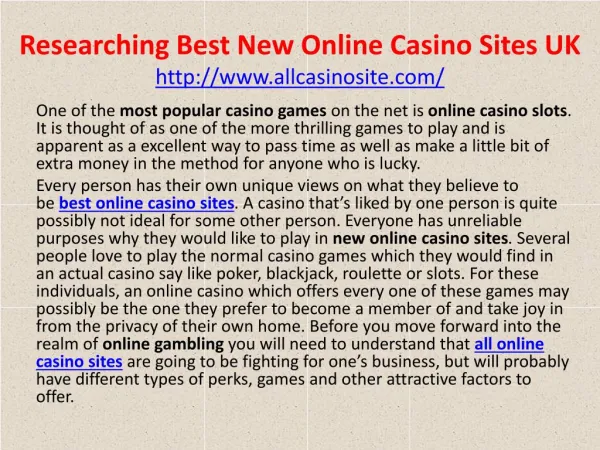 Researching Best New Online Casino Sites UK