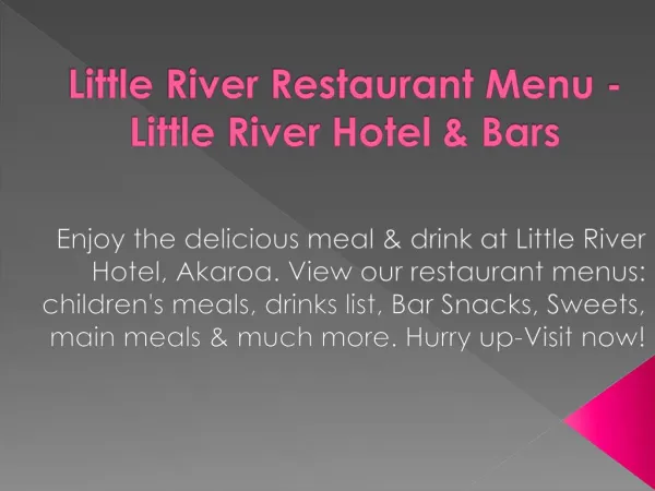 Little River Restaurant Menu - Little River Hotel & Bars