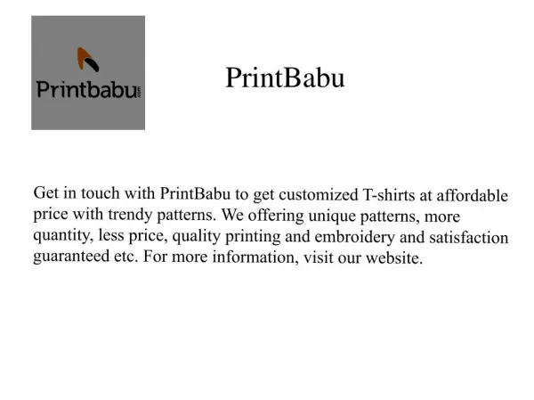PrintBabu - A Leading T-shirt Printing Online Company