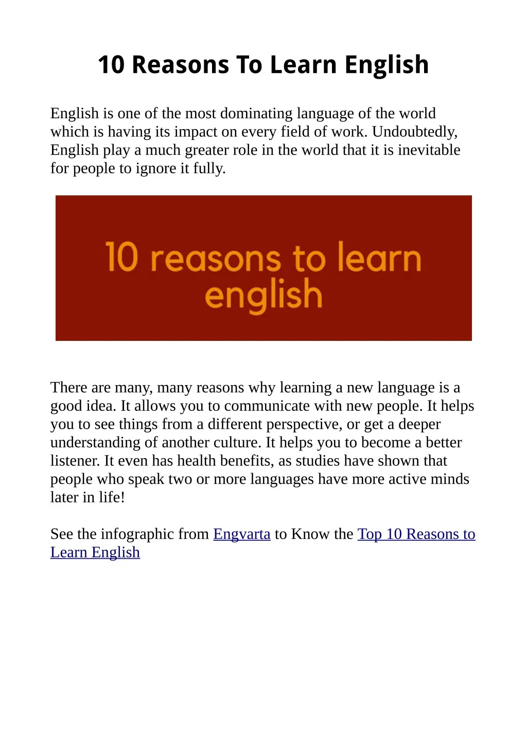 PPT - 10 Reasons To Learn English PowerPoint Presentation, free