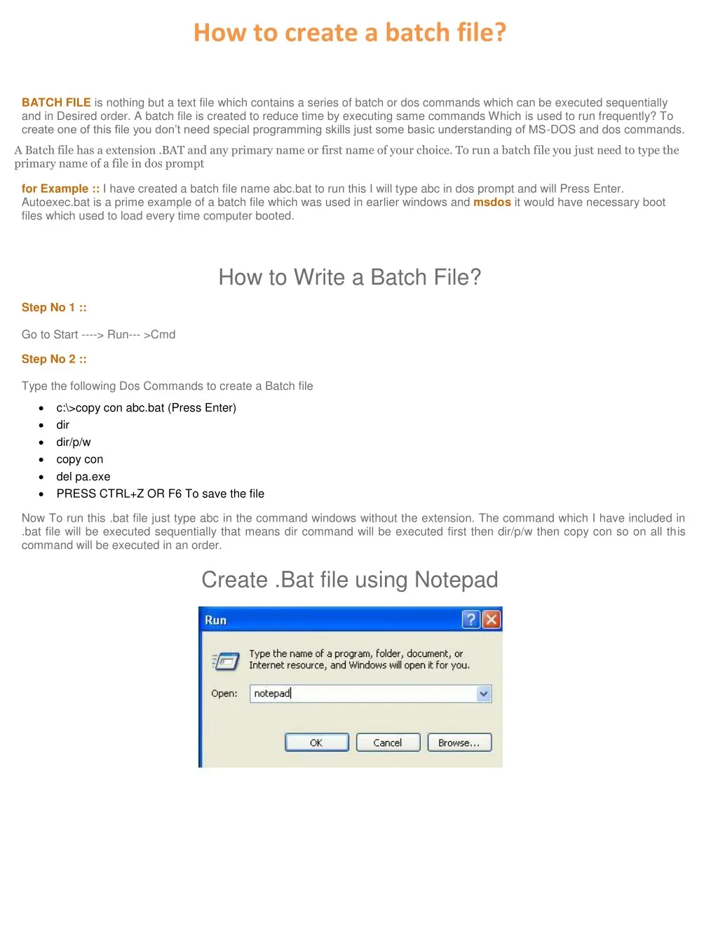 how to create a batch file