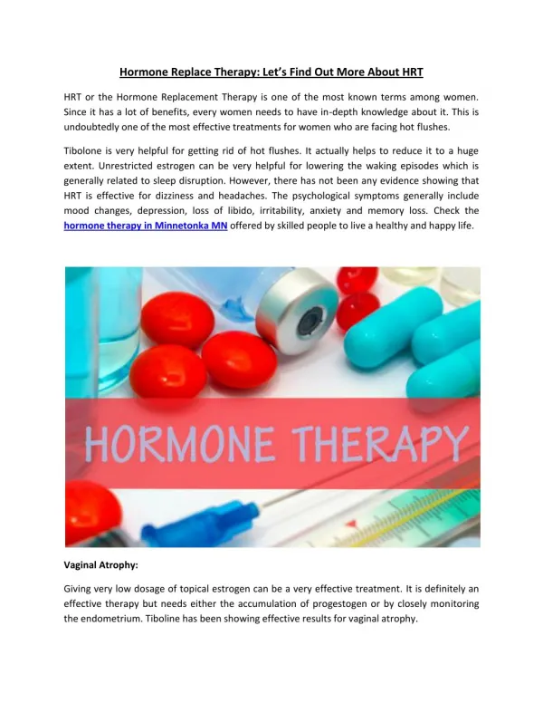 Hormone Replace Therapy - Let’s Find Out More About HRT