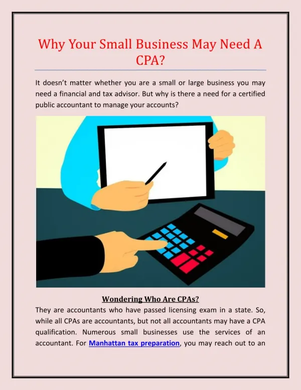 Why Your Small Business May Need A CPA?