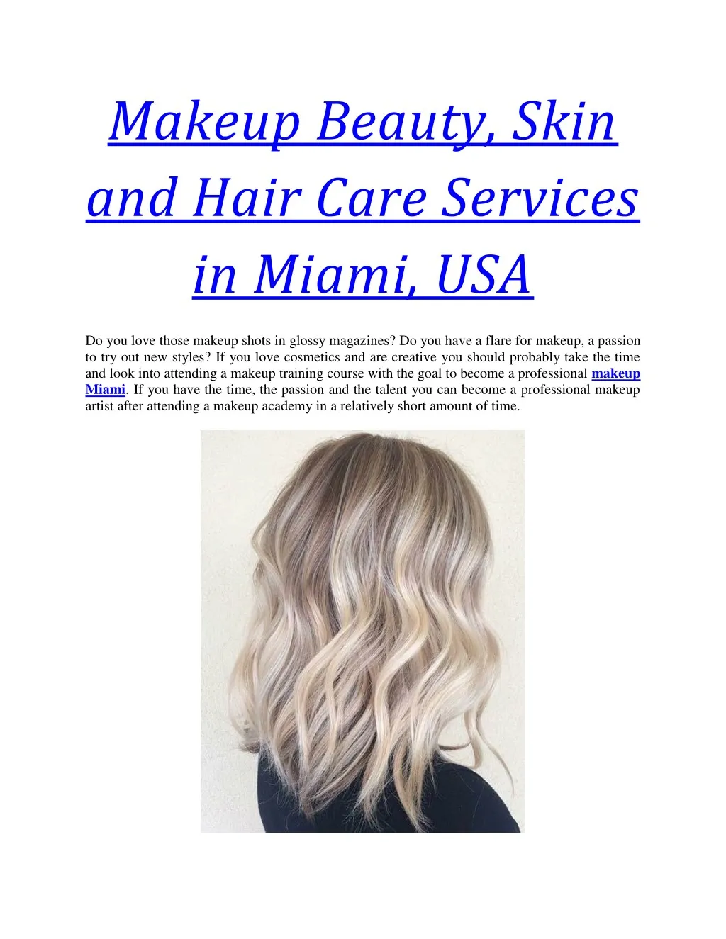 makeup beauty skin and hair care services