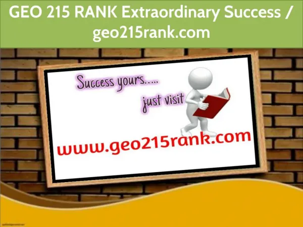 GEO 215 RANK Extraordinary Success / geo215rank.com