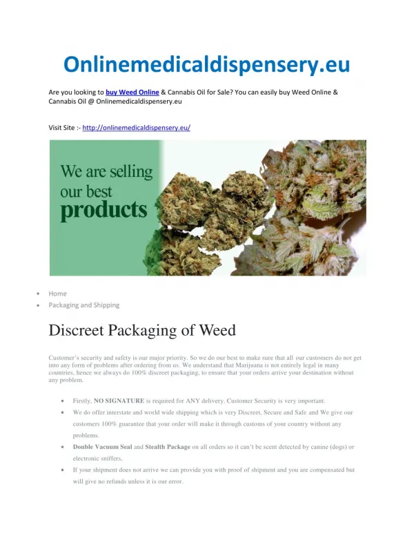 Buy WeedBuy Weed Online | Cannabis Oil for Sale â€“ Onlinemedicaldispensery