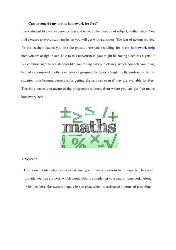 Can anyone do my maths homework for free?