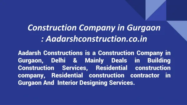 Construction company in Gurgaon | Interior Designer