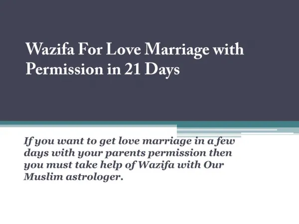 Wazifa For Love Marriage With Permission in 21 Days