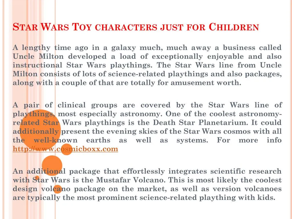 star wars toy characters just for children