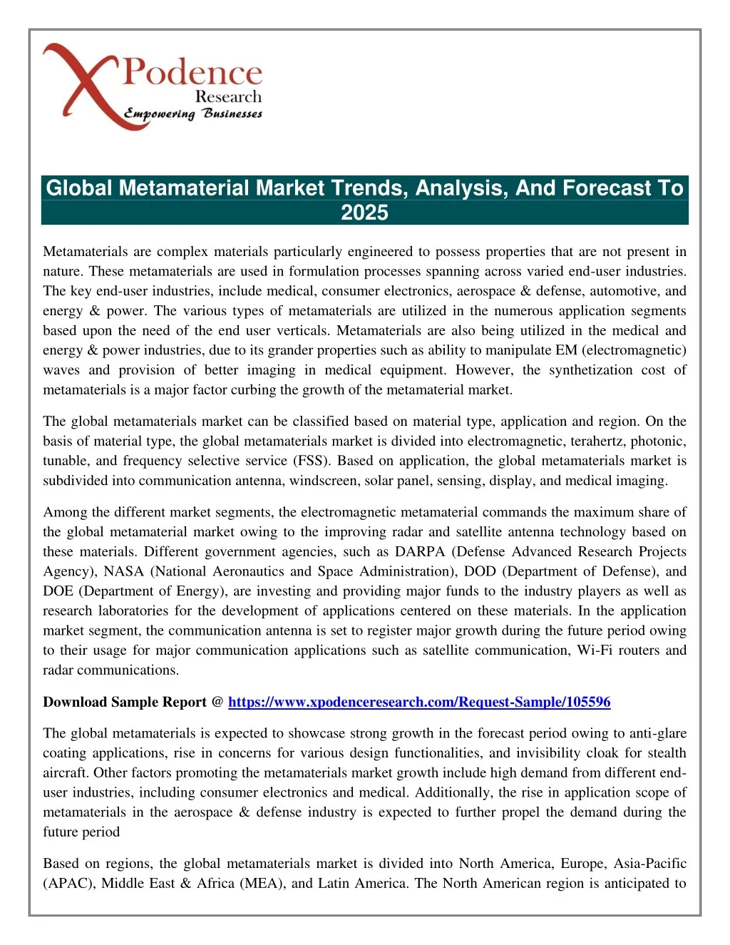 global metamaterial market trends analysis
