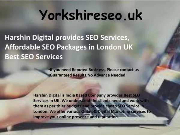 Affordable SEO services in Yorkshire
