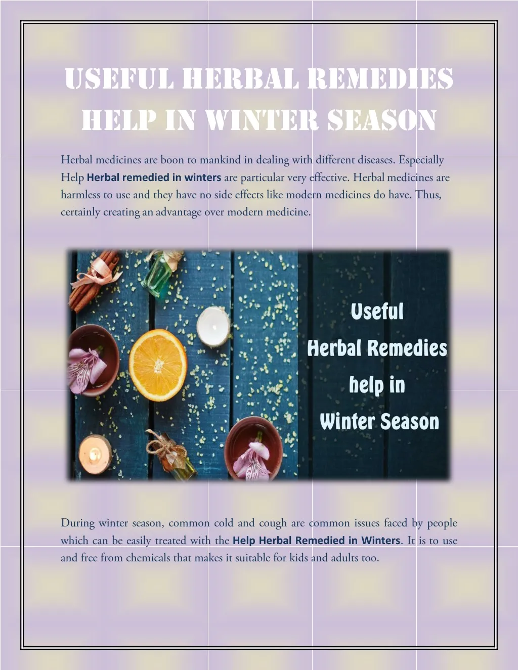 useful herbal remedies help in winter season