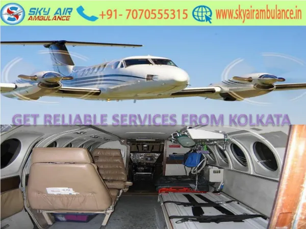 Sky Air Ambulance from Kolkata to Delhi in Charter plane with Medical Facilities