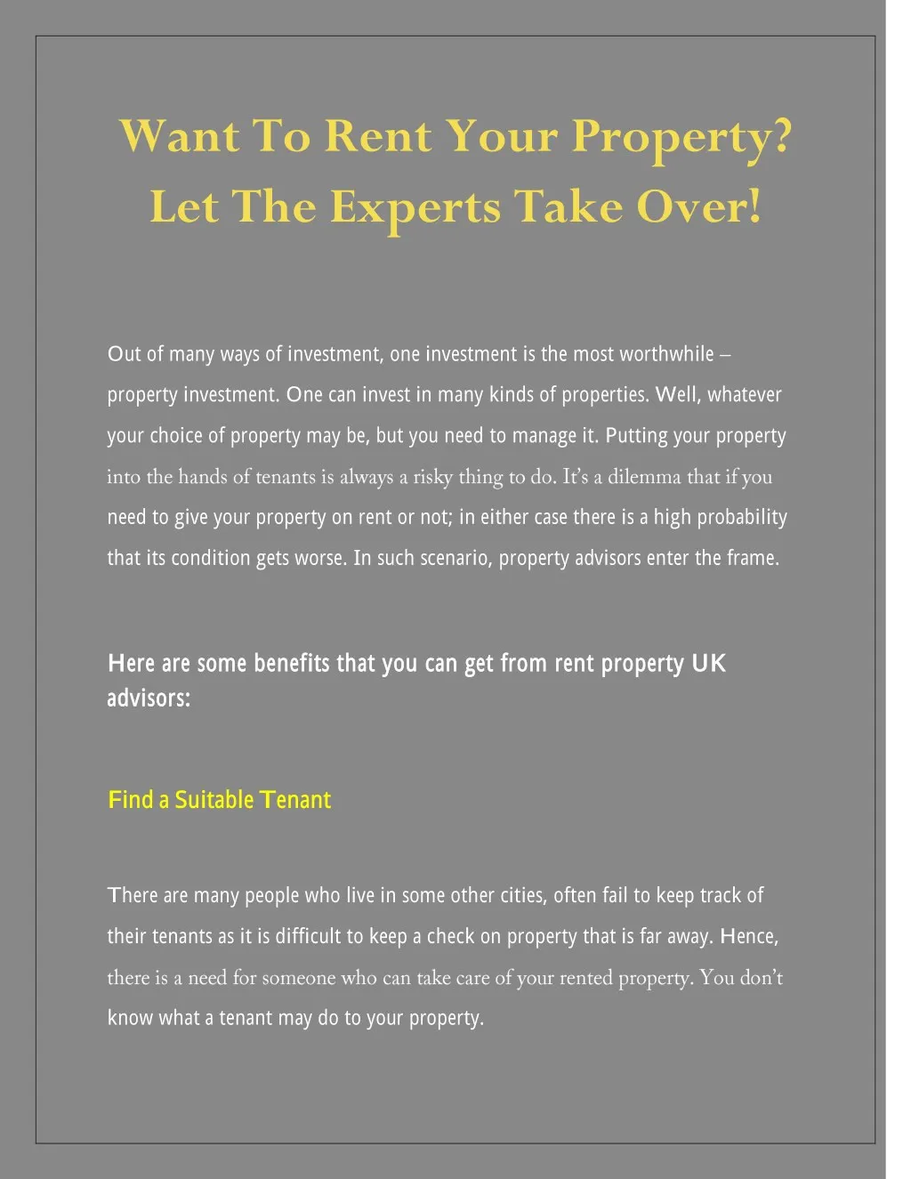 want to rent your property let the experts take