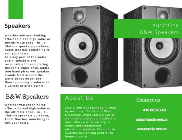 Paradigm Speakers Vaughan | Bowers &amp; Wilkins Speakers For Sale | Audio One