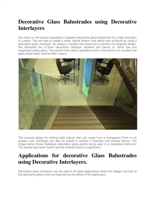 Decorative Glass Balustrades Using Decorative Interlayers