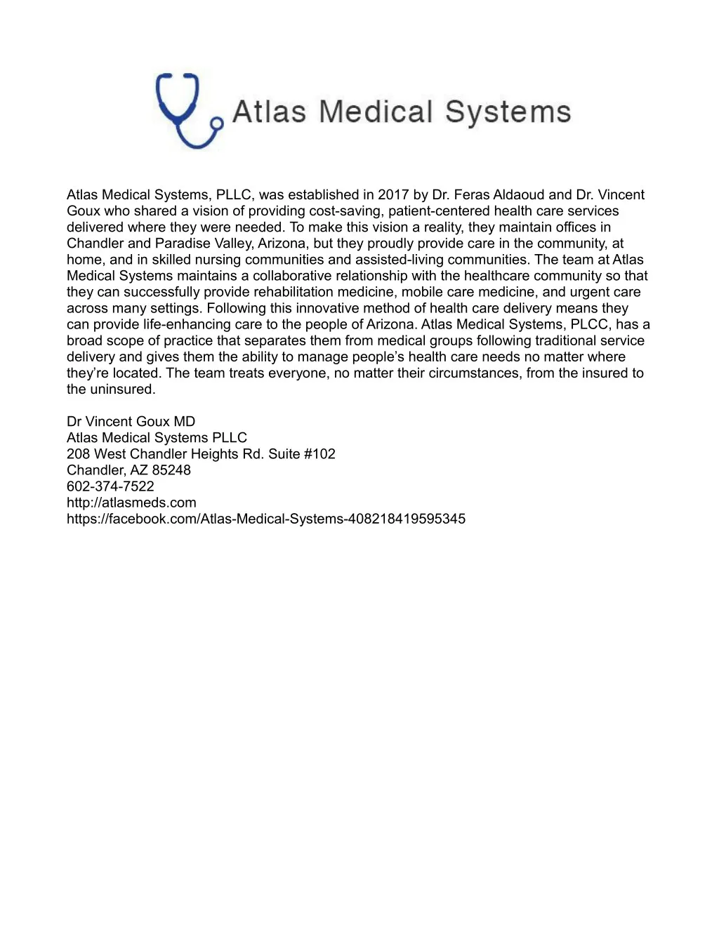atlas medical systems pllc was established