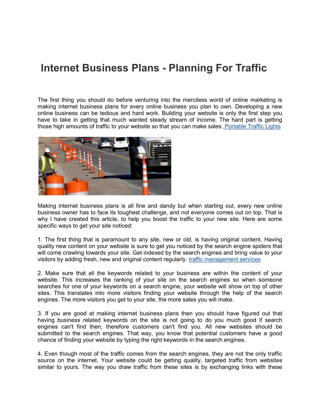 internet business plans planning for traffic