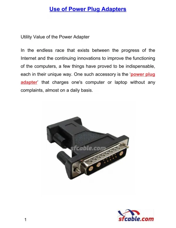 Use of Power Plug Adapters