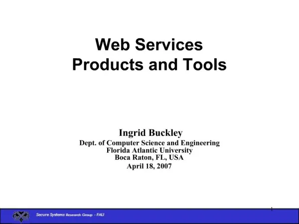Web Services Products and Tools