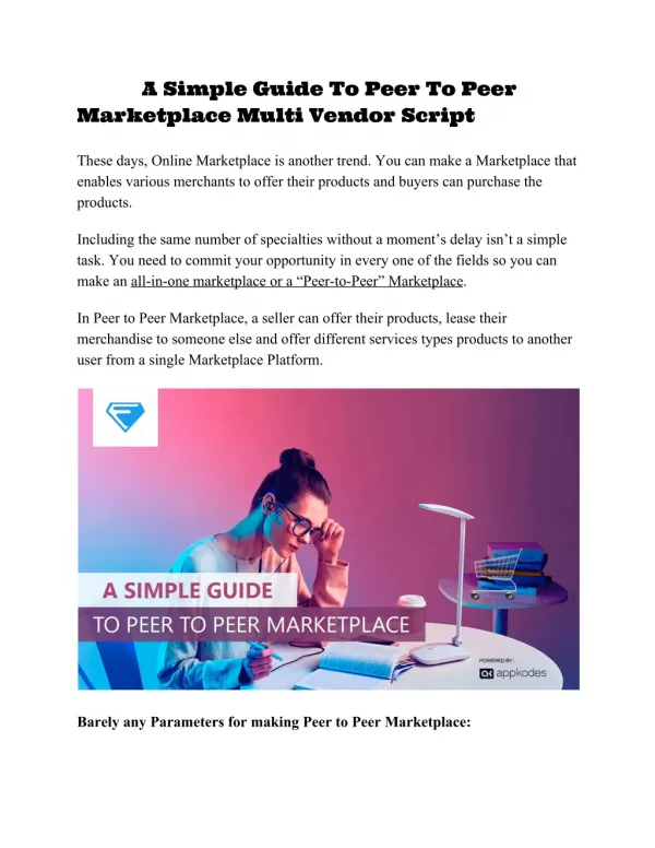 A Simple Guide To Peer To Peer Marketplace Multi Vendor Script