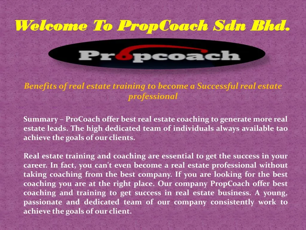 welcome to propcoach sdn bhd