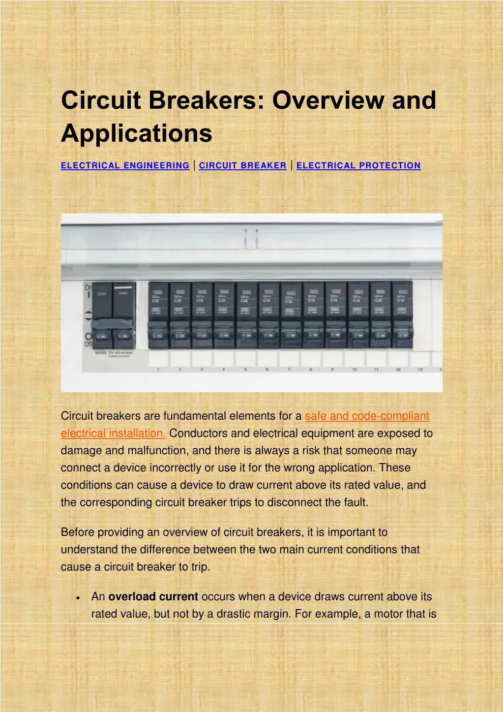 circuit breakers overview and applications