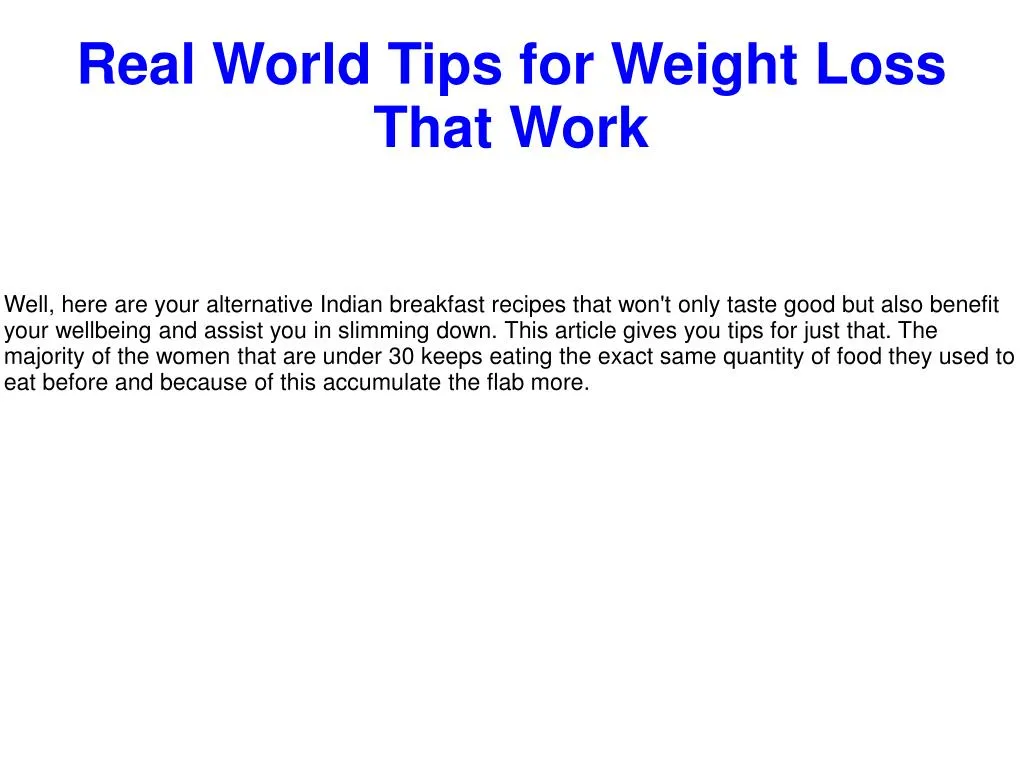 real world tips for weight loss that work