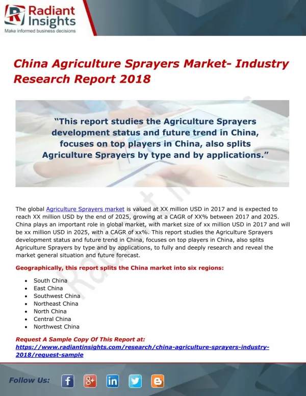 China Agriculture Sprayers Market- Industry Research Report 2018