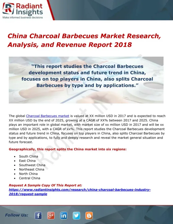 China Charcoal Barbecues Market Research, Analysis, and Revenue Report 2018