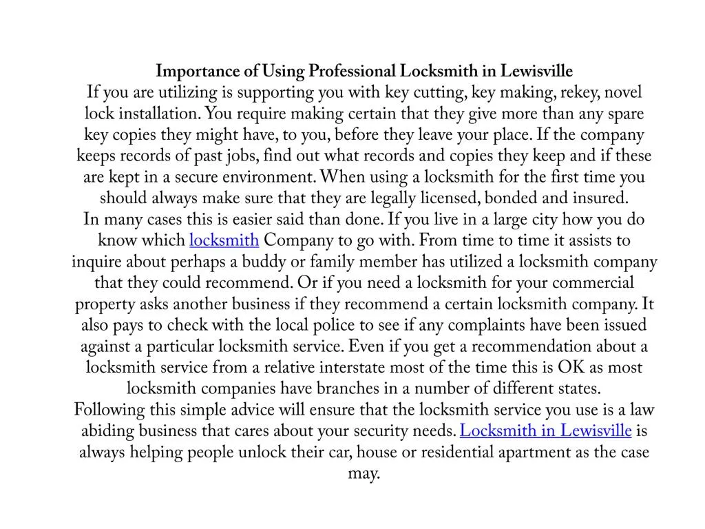 importance of using professional locksmith