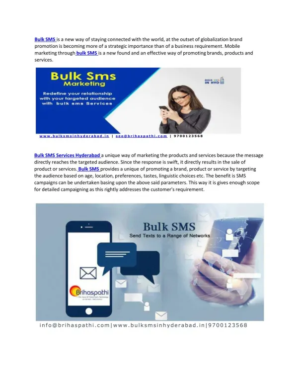 Bulk SMS Service Providers Hyderabad-Bulk SMS in Hyderabad