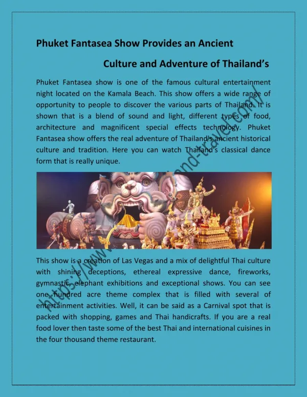 Watch Phuket Fantasea Show with Phuketthailand-travel.com