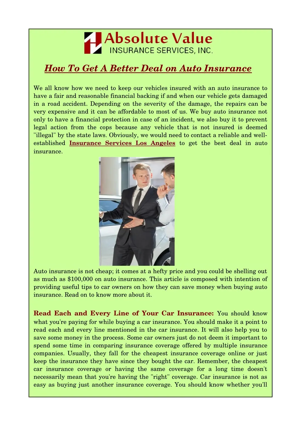 how to get a better deal on auto insurance