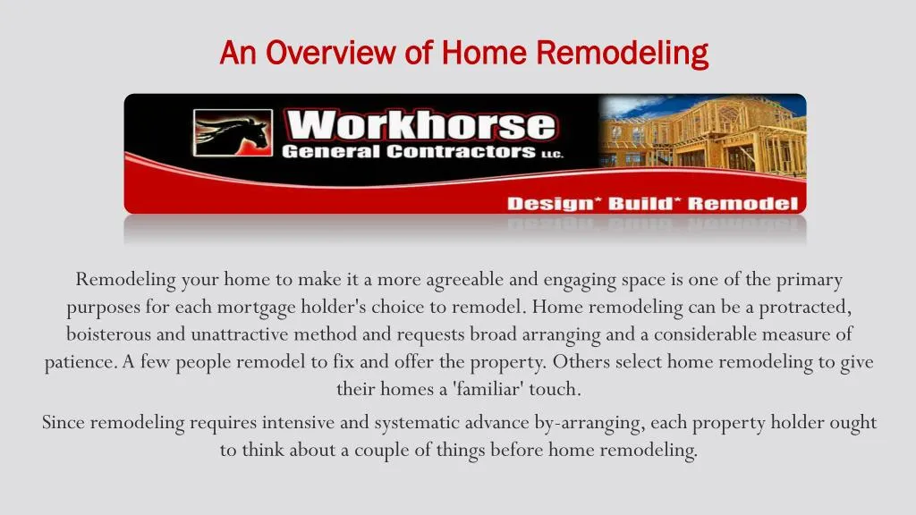 an overview of home remodeling