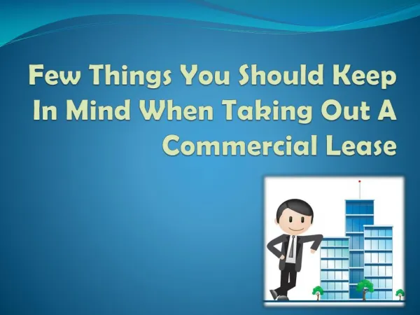 Essential Points to Remember When Taking out a Commercial Lease