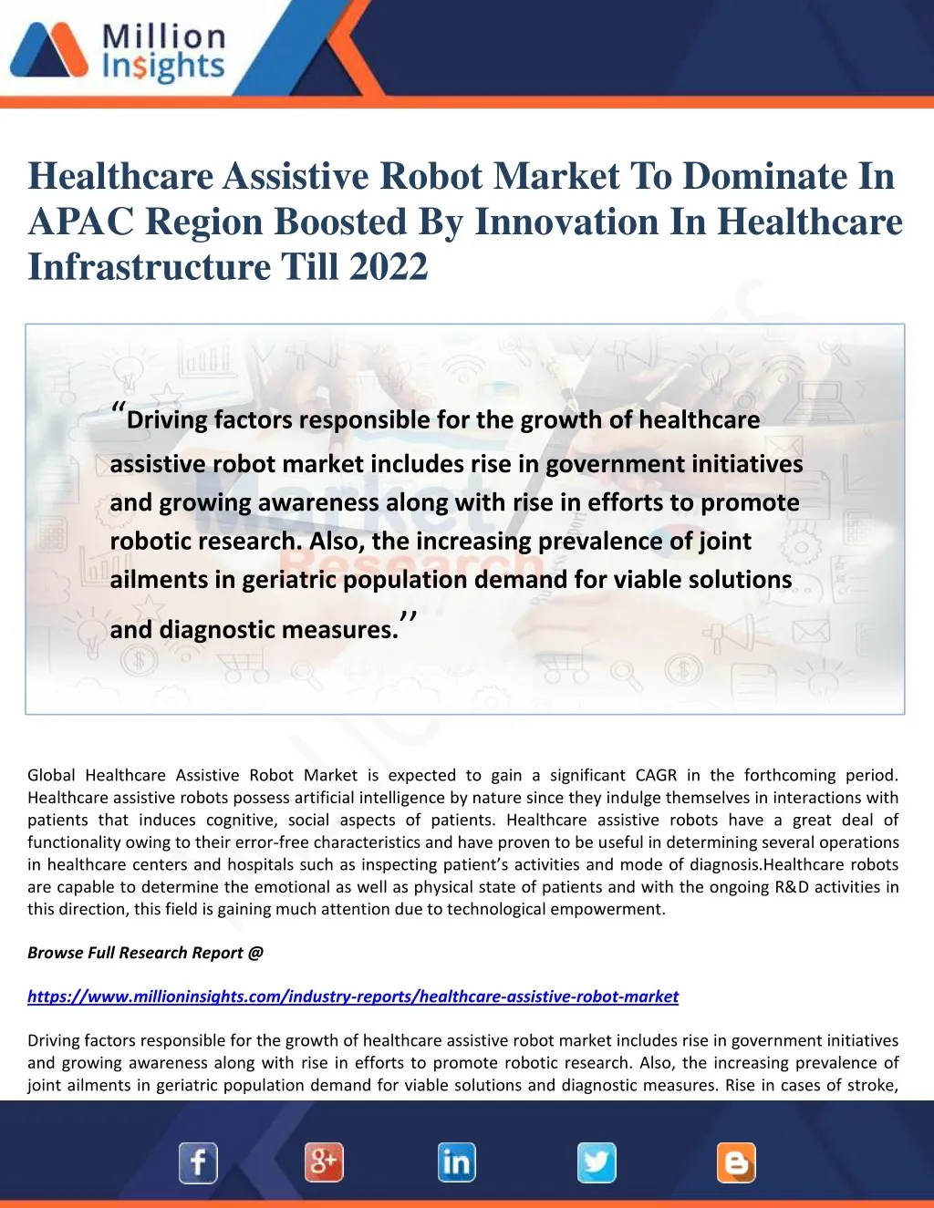 healthcare assistive robot market to dominate