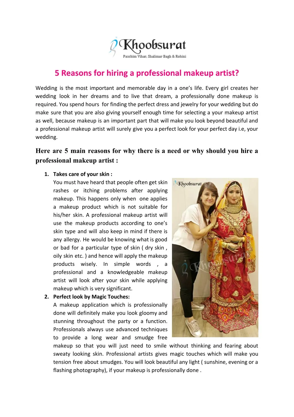 5 reasons for hiring a professional makeup artist