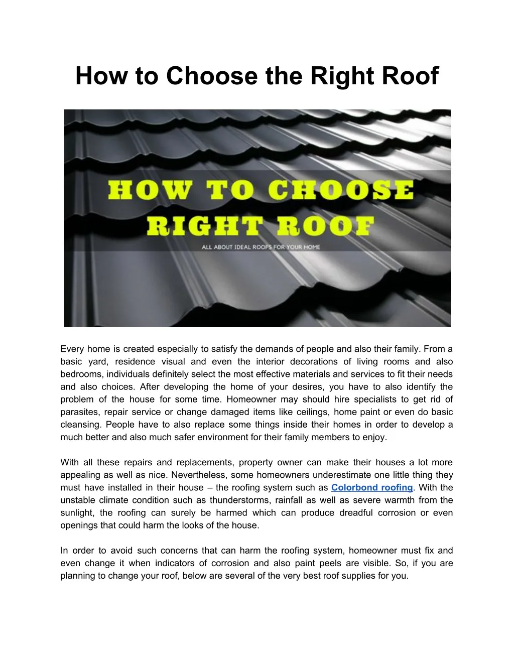 how to choose the right roof